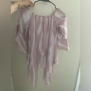 Pink and White Women's Front Tie Top